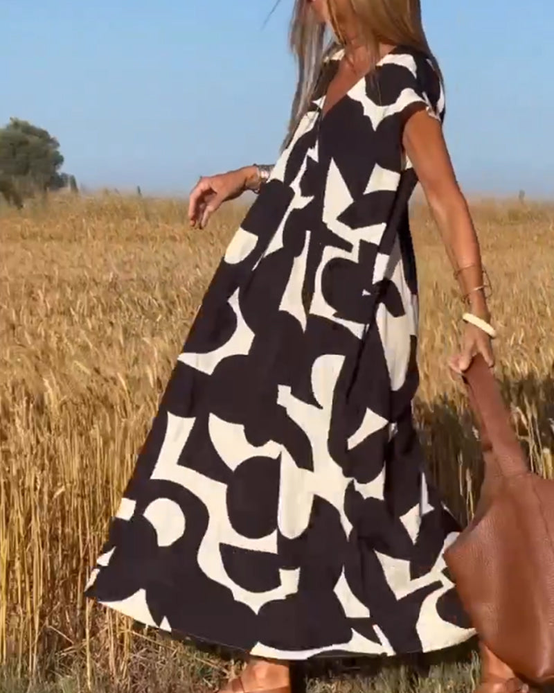 Robe Longue Imprimé Abstrait Femme