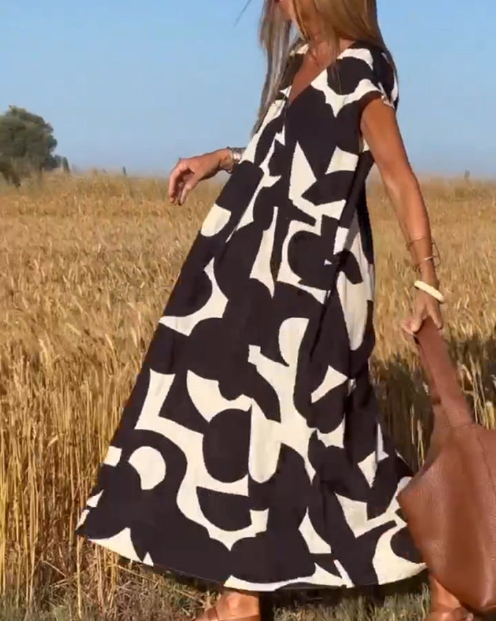 Robe Longue Imprimé Abstrait Femme