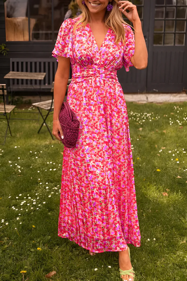 Robe Maxi Fleurie Col V Femme