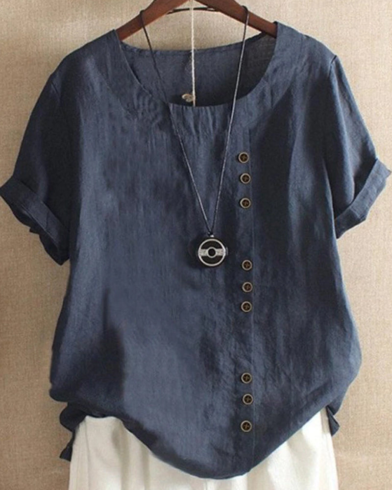 Blouse Décontractée Boutons Femme