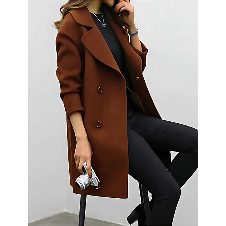 Trench Croisé à Revers Larges Femme