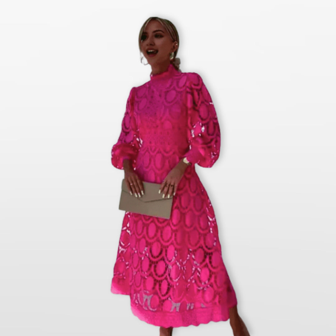Robe Midi Dentelle Élégante Femme