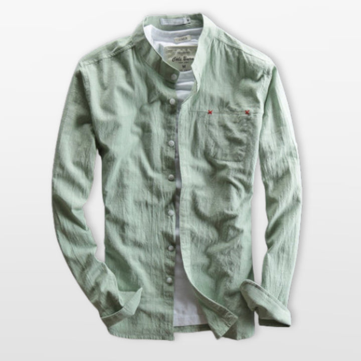 Chemise Col Mao Ajustée Manches Longues Homme
