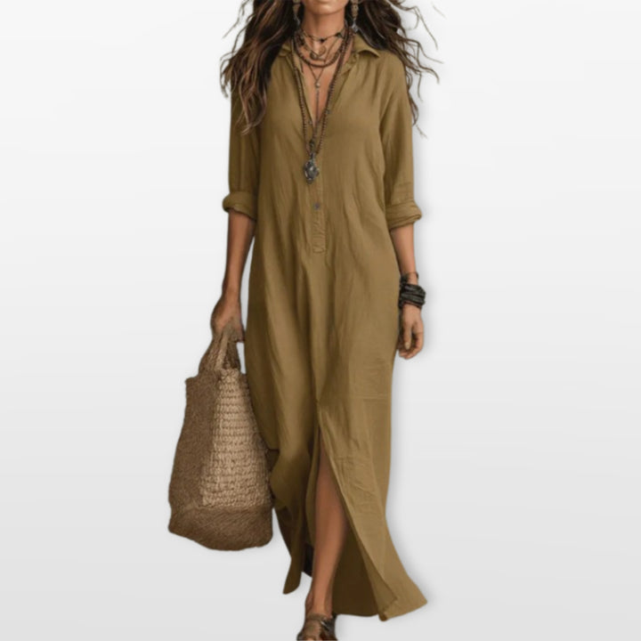 Robe Longue Ample Boutonnée Femme