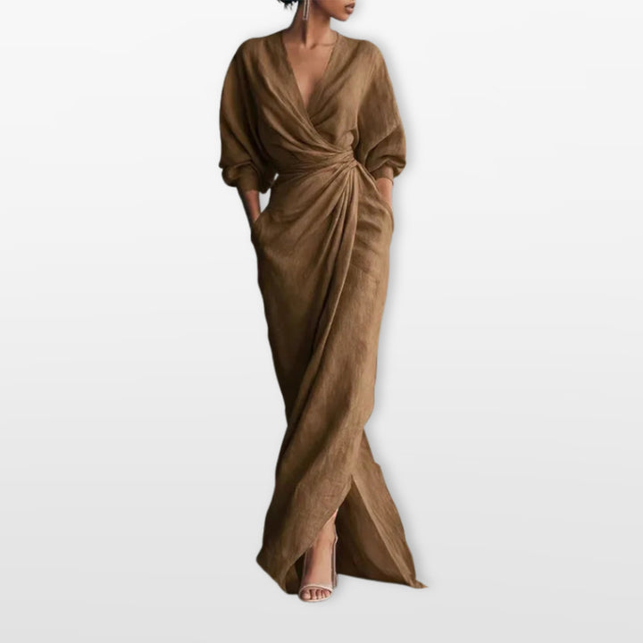 Robe Longue Drapée Élégante Femme
