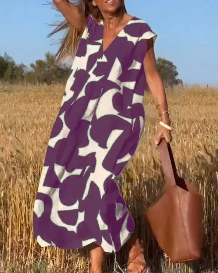 Robe Longue Imprimé Abstrait Femme
