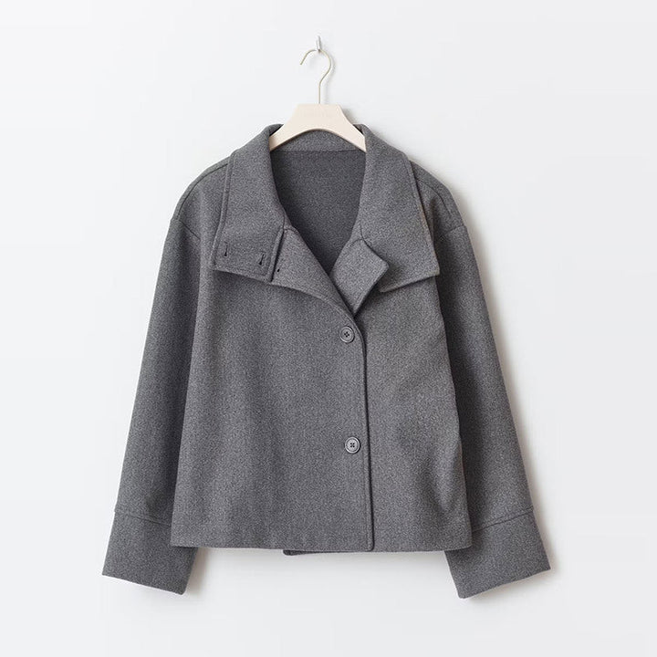 Veste Courte à Col Montant et Boutons Femme