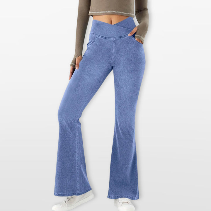 Pantalon Évasé Taille Haute Coupe Bootcut Femme