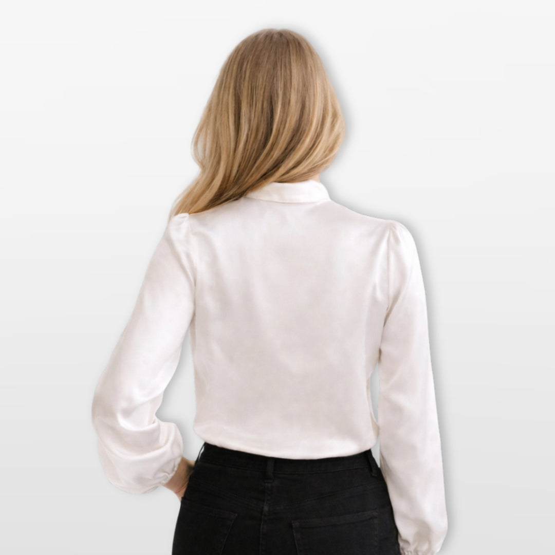 Blouse Col Lavallière Manches Longues Élégante Femme