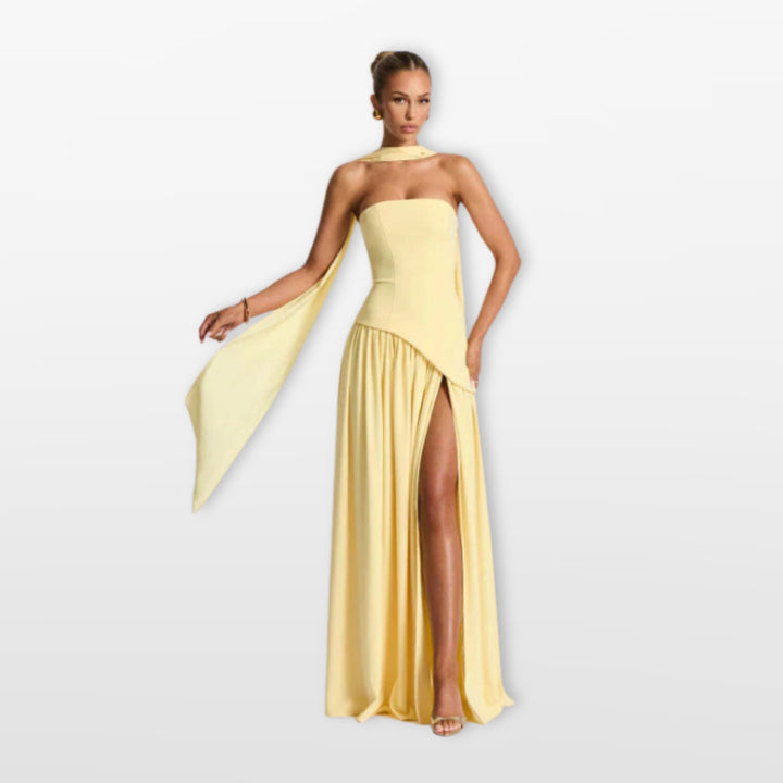 Robe Longue Bustier Élégante Fendue Soirée Femme