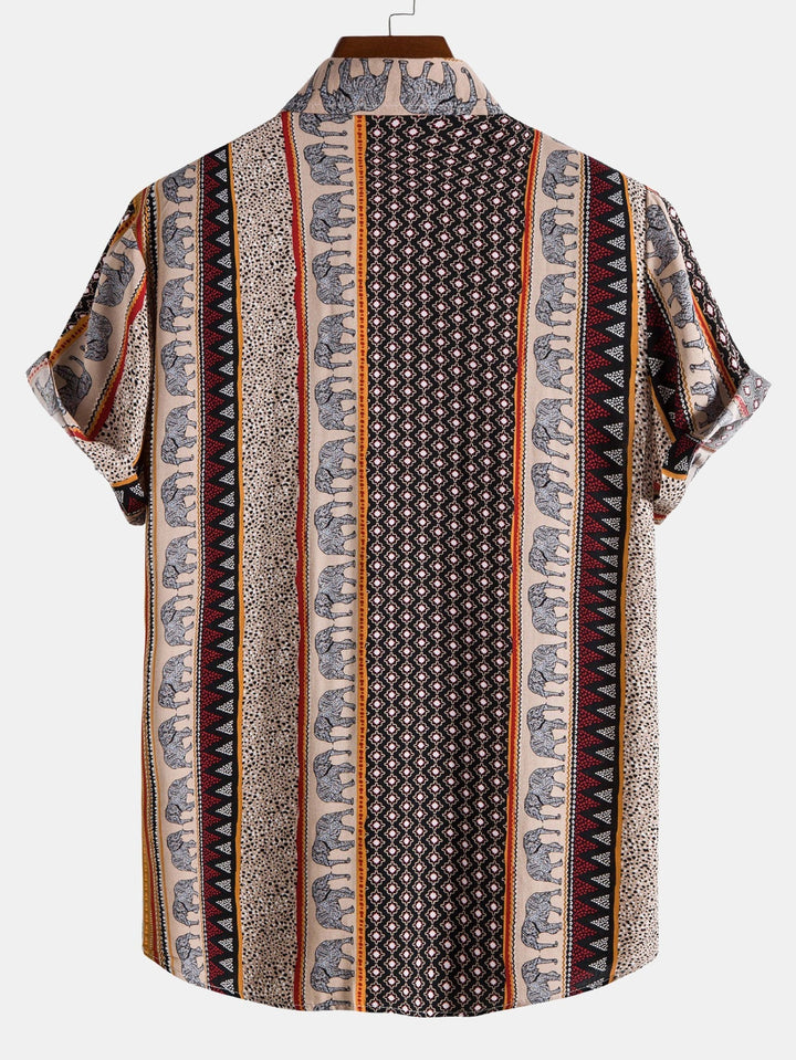 Chemise Imprimé Éléphant Décontractée Homme