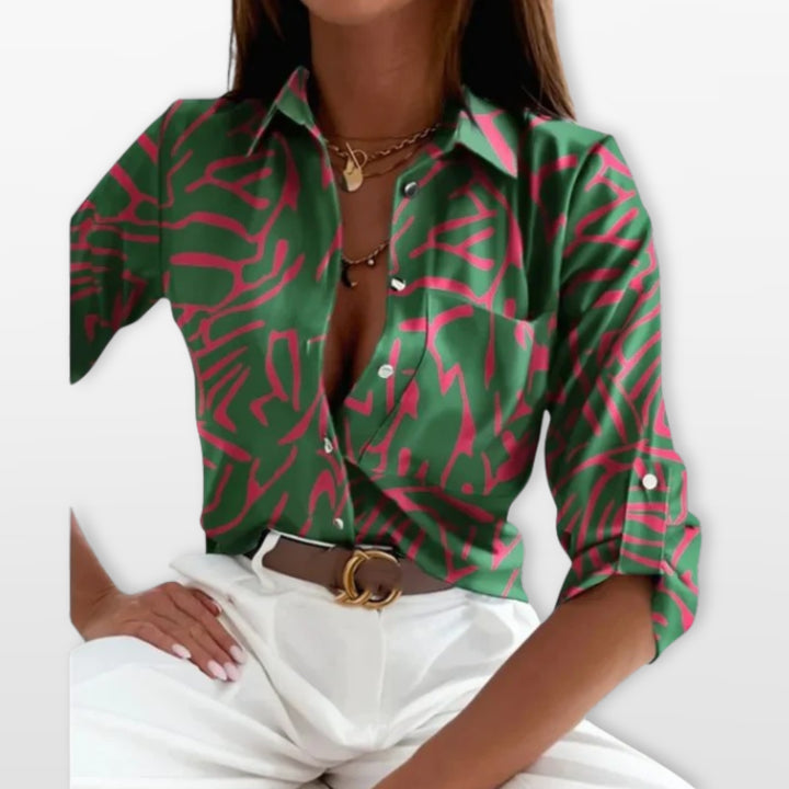Chemise Imprimée Motifs Tendance Coupe Fluide Femme