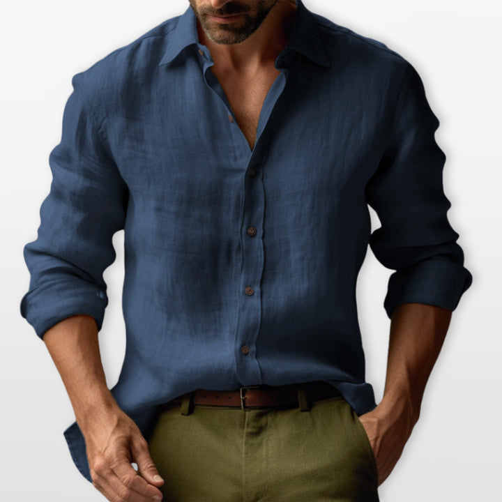 Chemise Lin Boutonnée Casual Homme