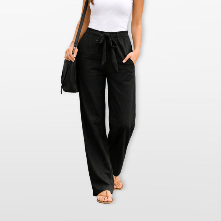 Pantalon Large Taille Élastique Avec Cordon Femme