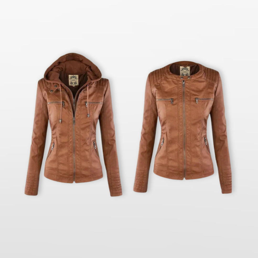 Veste Ajustée Zippée Style Moto Femme