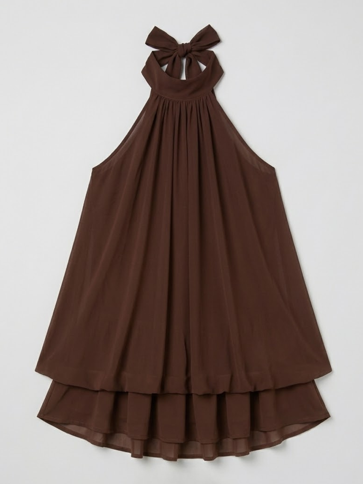 Robe Courte Fluide Col Halter Femme
