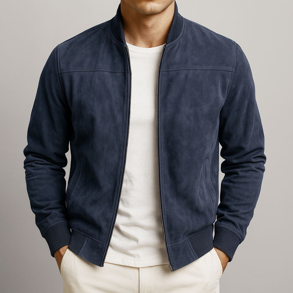 Blouson Zippé Effet Suédine Homme