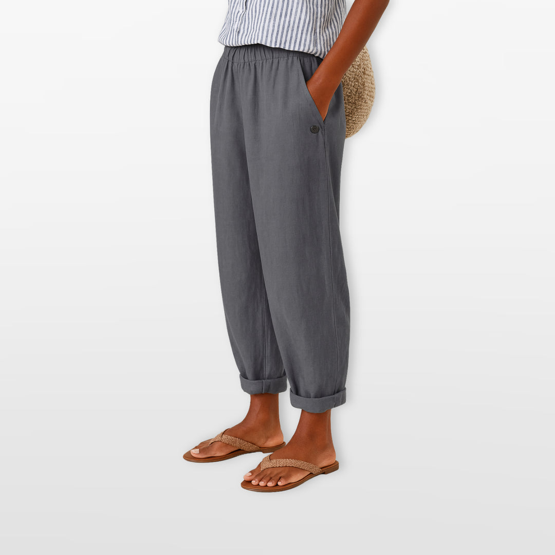Pantalon Ample Court Taille Élastique Femme