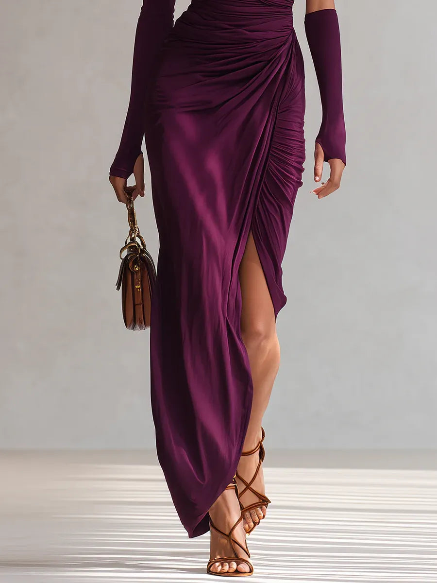Robe Longue Asymétrique Fendue Femme
