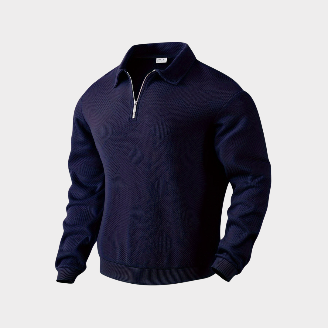 Pull Zippé à Col Polo Homme