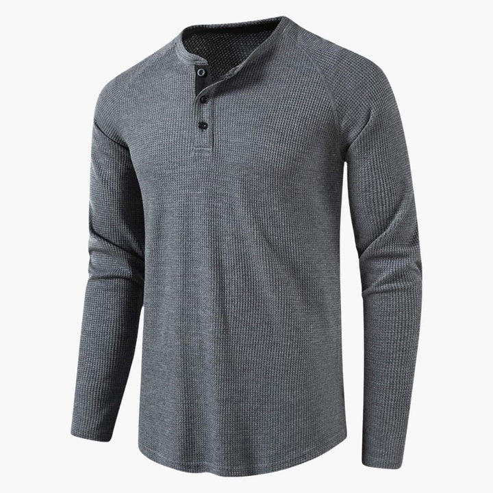 T-shirt Manches Longues Col Tunisien Homme