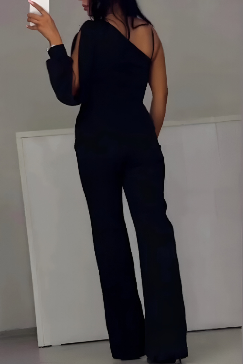 Combinaison Soirée Asymétrique à Jambe Large Femme