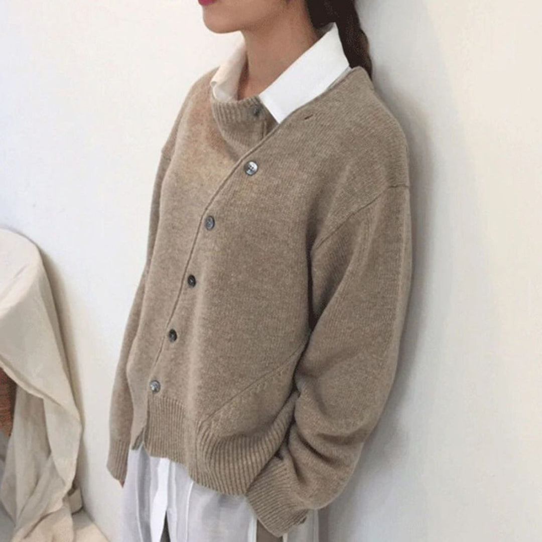 Cardigan Asymétrique à Boutons Femme