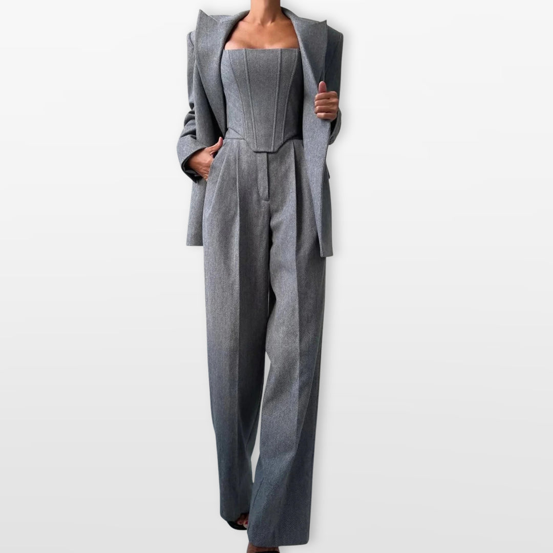 Ensemble Trois Pièces Tailleur Élégant Femme