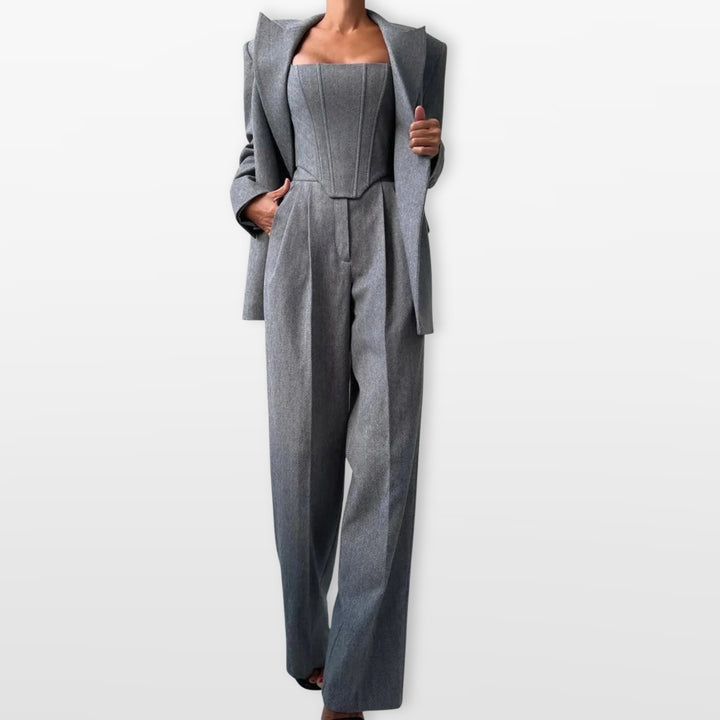 Ensemble Trois Pièces Tailleur Élégant Femme
