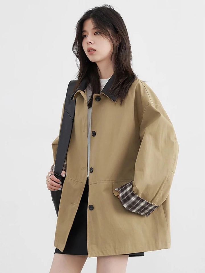 Veste Oversize à Col Contrasté Femme