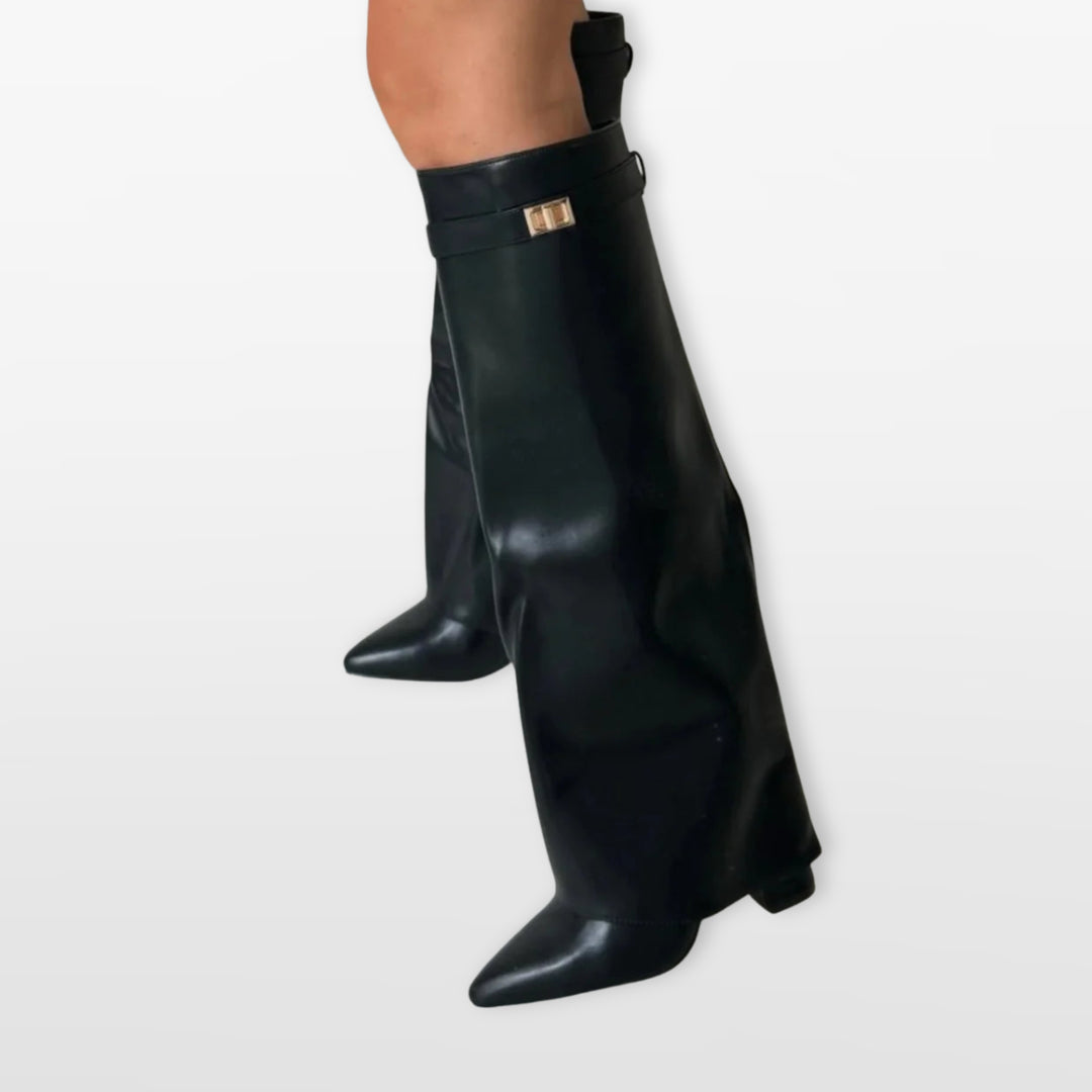 Bottes Hautes Bout Pointu Talon Bloc Femme