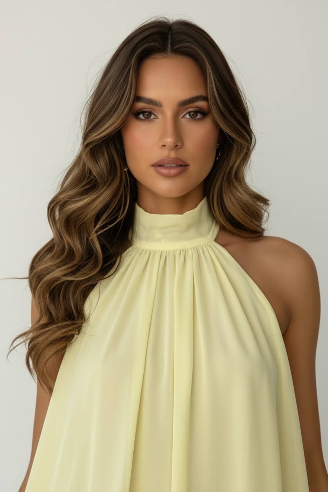 Robe Courte Fluide Col Halter Femme