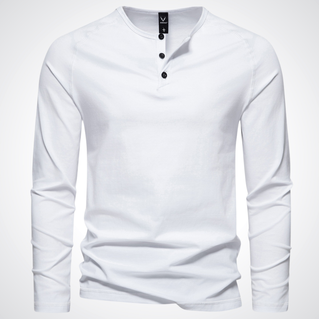 T-shirt à Manches Longues et Col Tunisien Homme