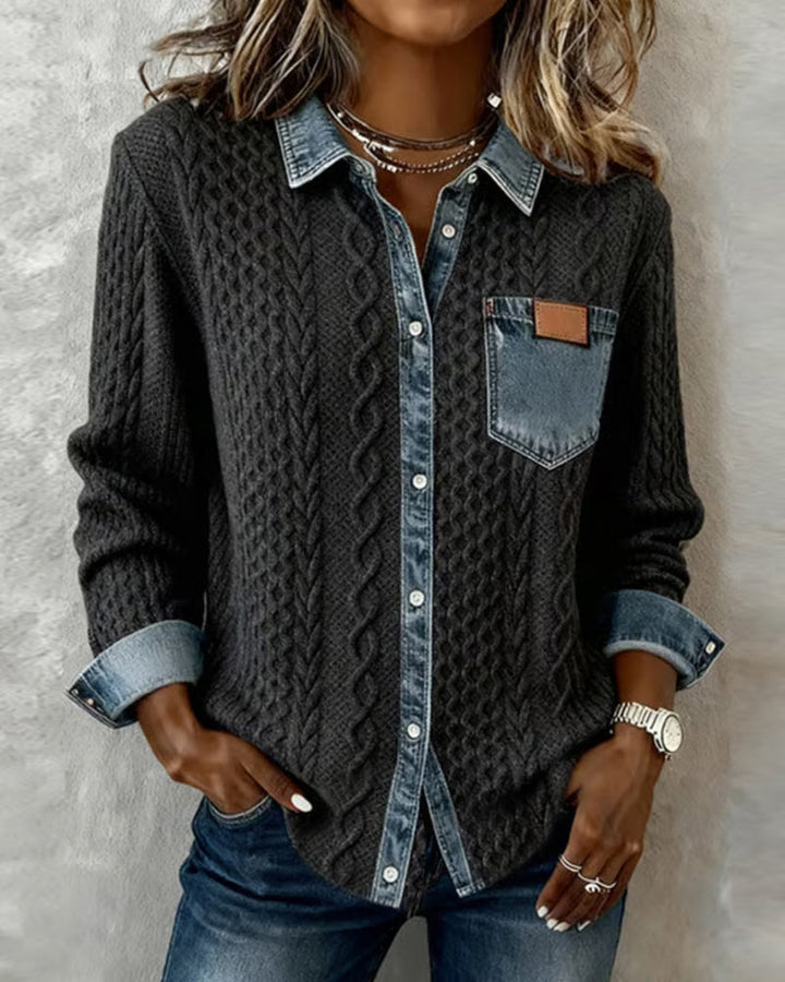 Chemise En Maille À Motifs Torsadés Femme