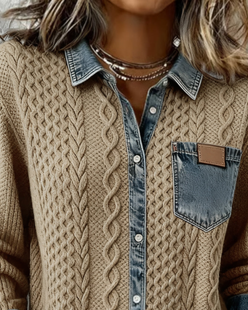 Chemise En Maille À Motifs Torsadés Femme