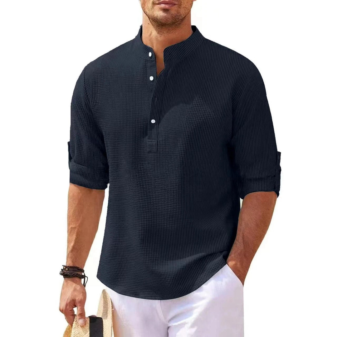 Chemise Col Mao Texturée Homme