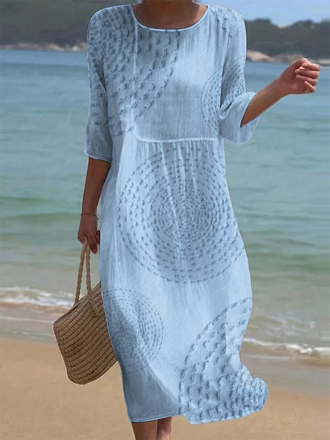 Robe Midi Fluide Texturée Femme