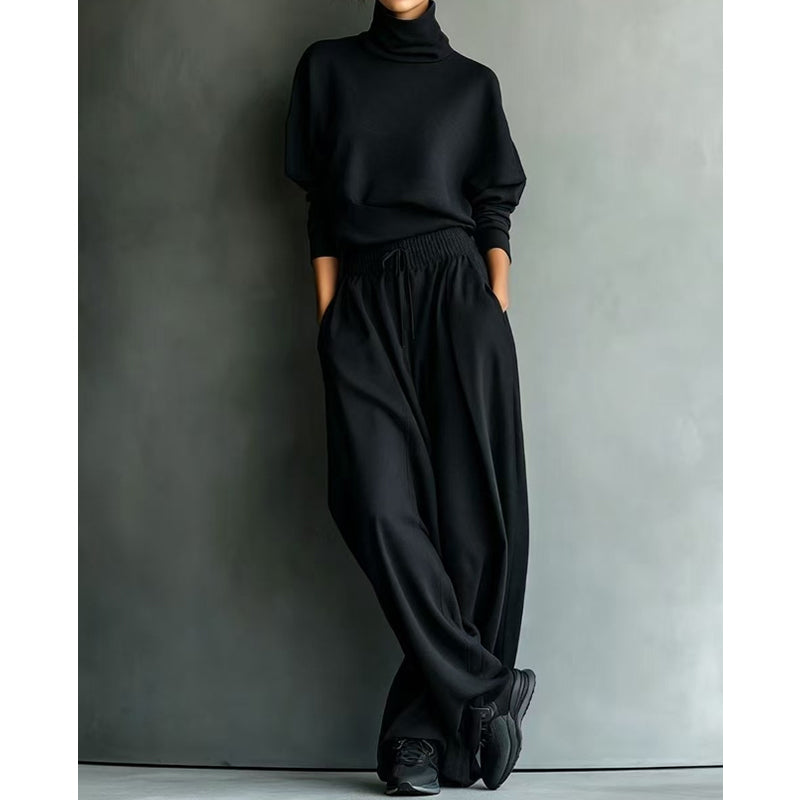 Ensemble 2 Pièces Col Roulé Et Pantalon Large Femme