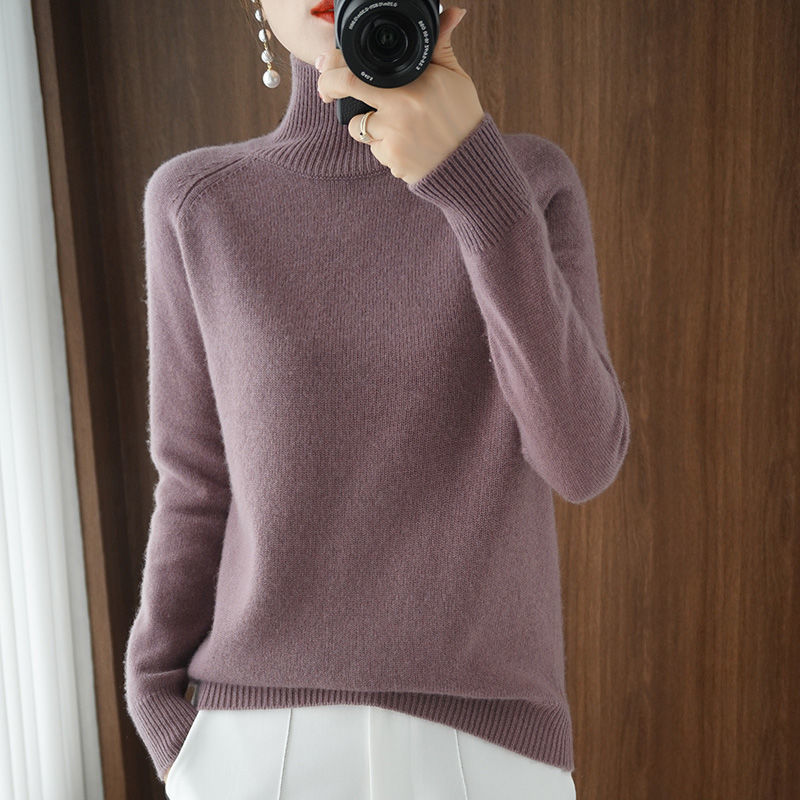 Pull Col Roulé à Manches Longues Femme