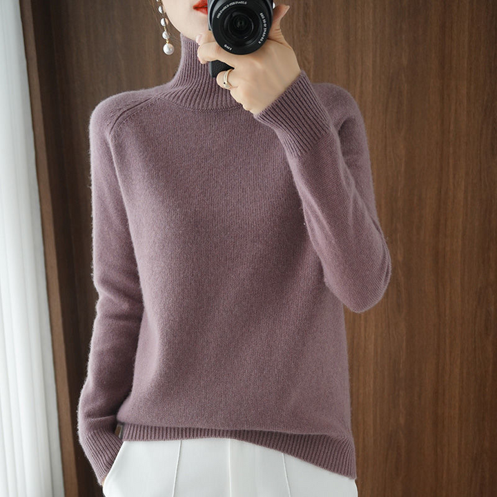 Pull Col Roulé à Manches Longues Femme