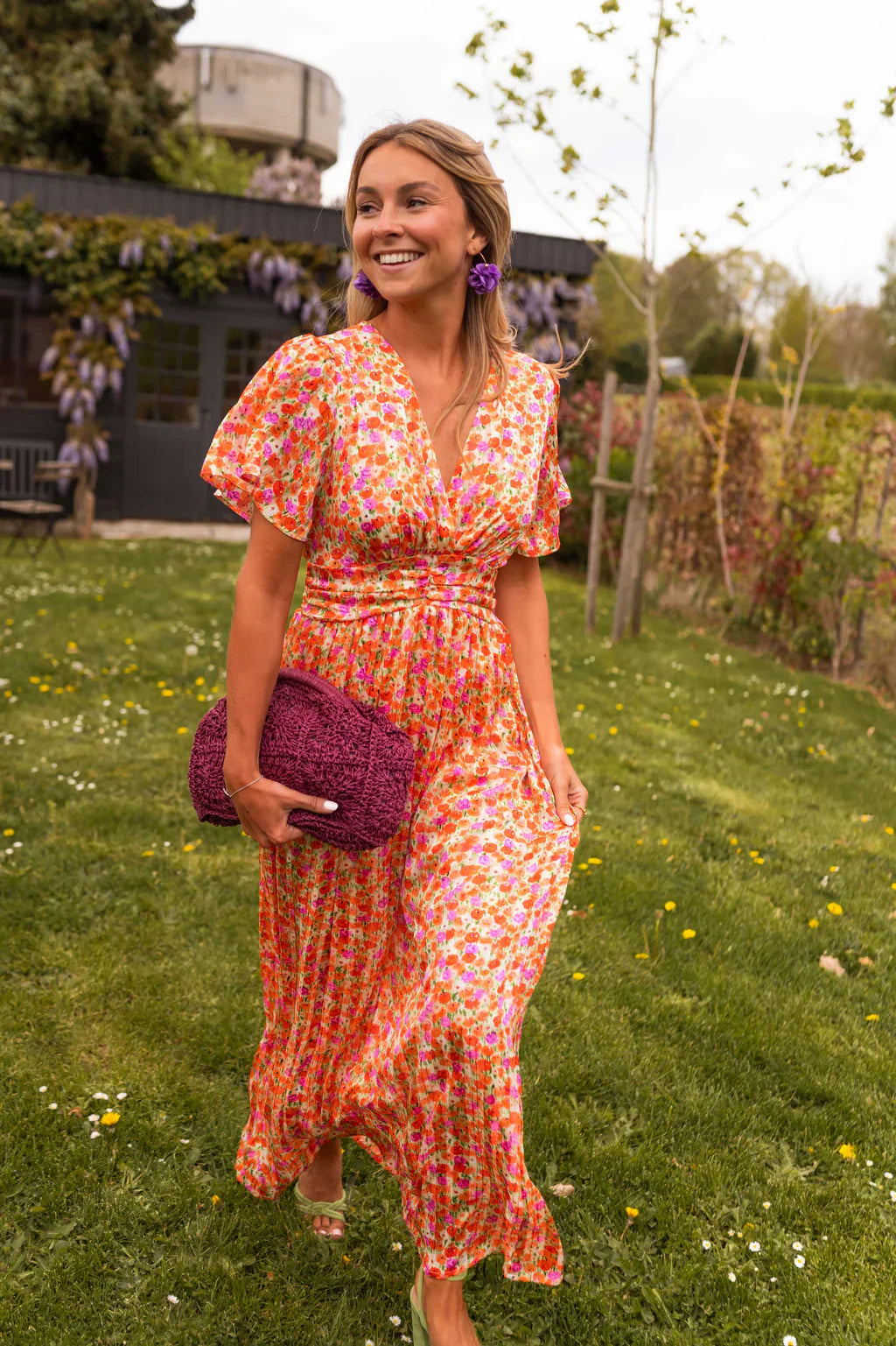 Robe Maxi Fleurie Col V Femme