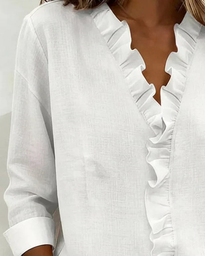 Blouse À Volants Manches Longues Femme