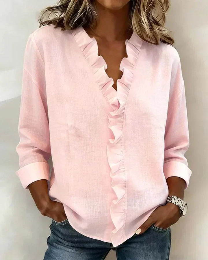 Blouse À Volants Manches Longues Femme