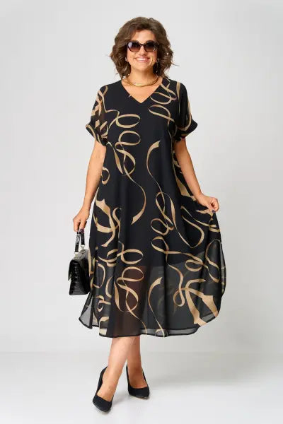Robe Midi Imprimée Coupe Fluide Femme