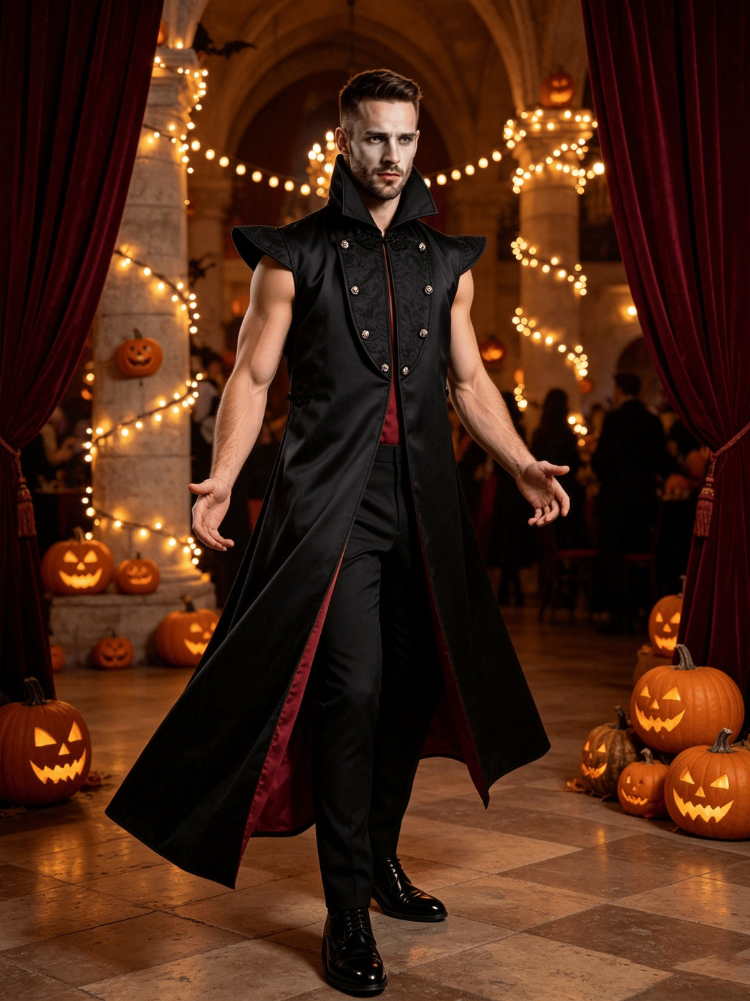 Déguisement Vampire Halloween à Col Haut Homme