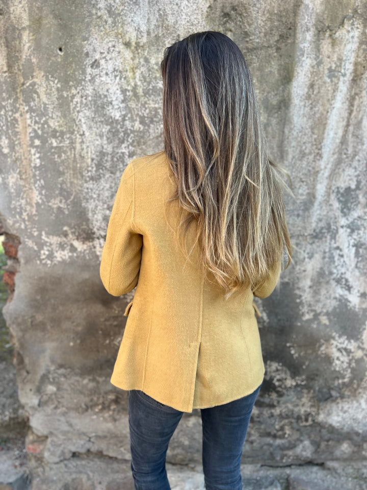Blazer Long à Revers Et Bouton Unique Femme