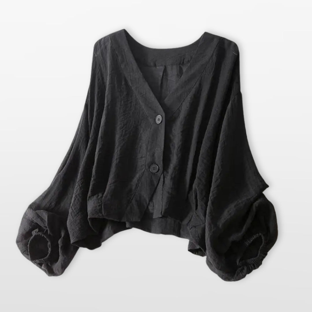 Blouse Ample Boutonnée Col V Femme