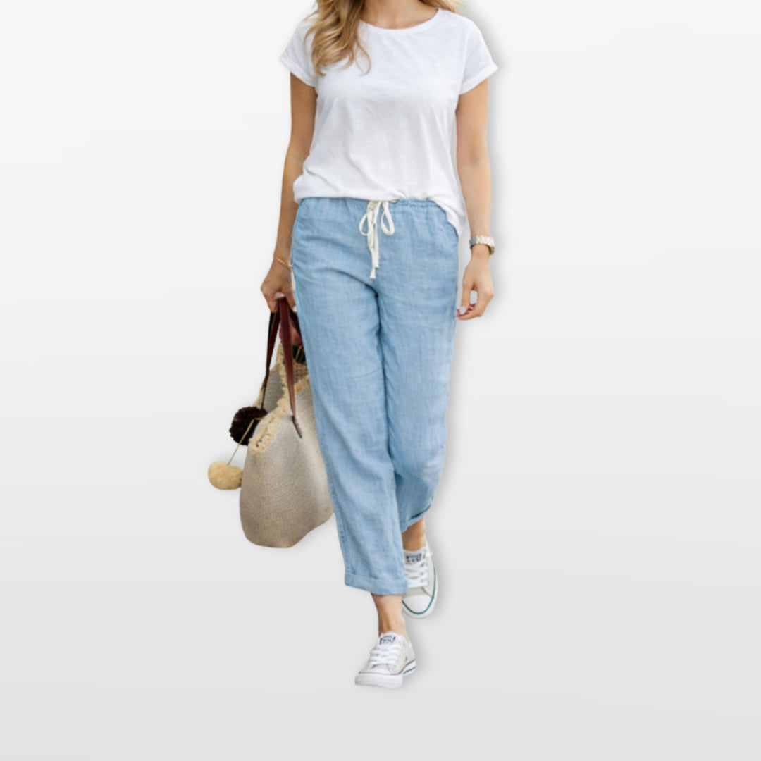 Pantalon Cordon Taille Élastique Ample Femme