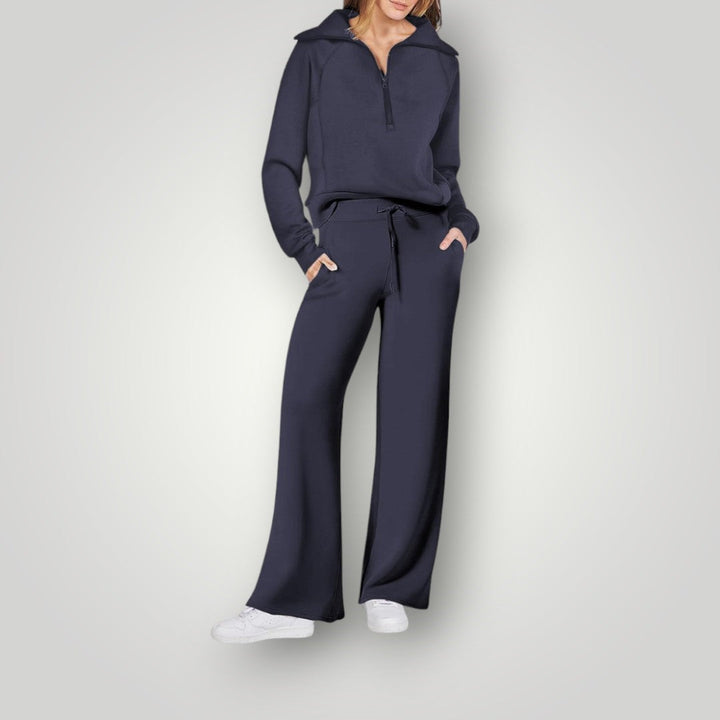 Ensemble avec Haut Zippé et Pantalon Large Femme
