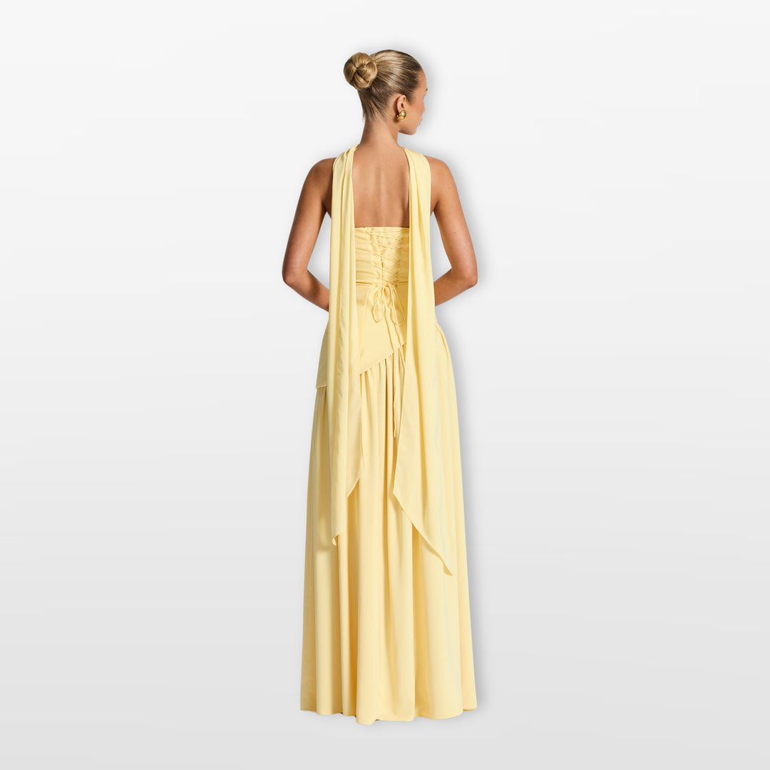 Robe Longue Bustier Fente Haute Asymétrique Femme